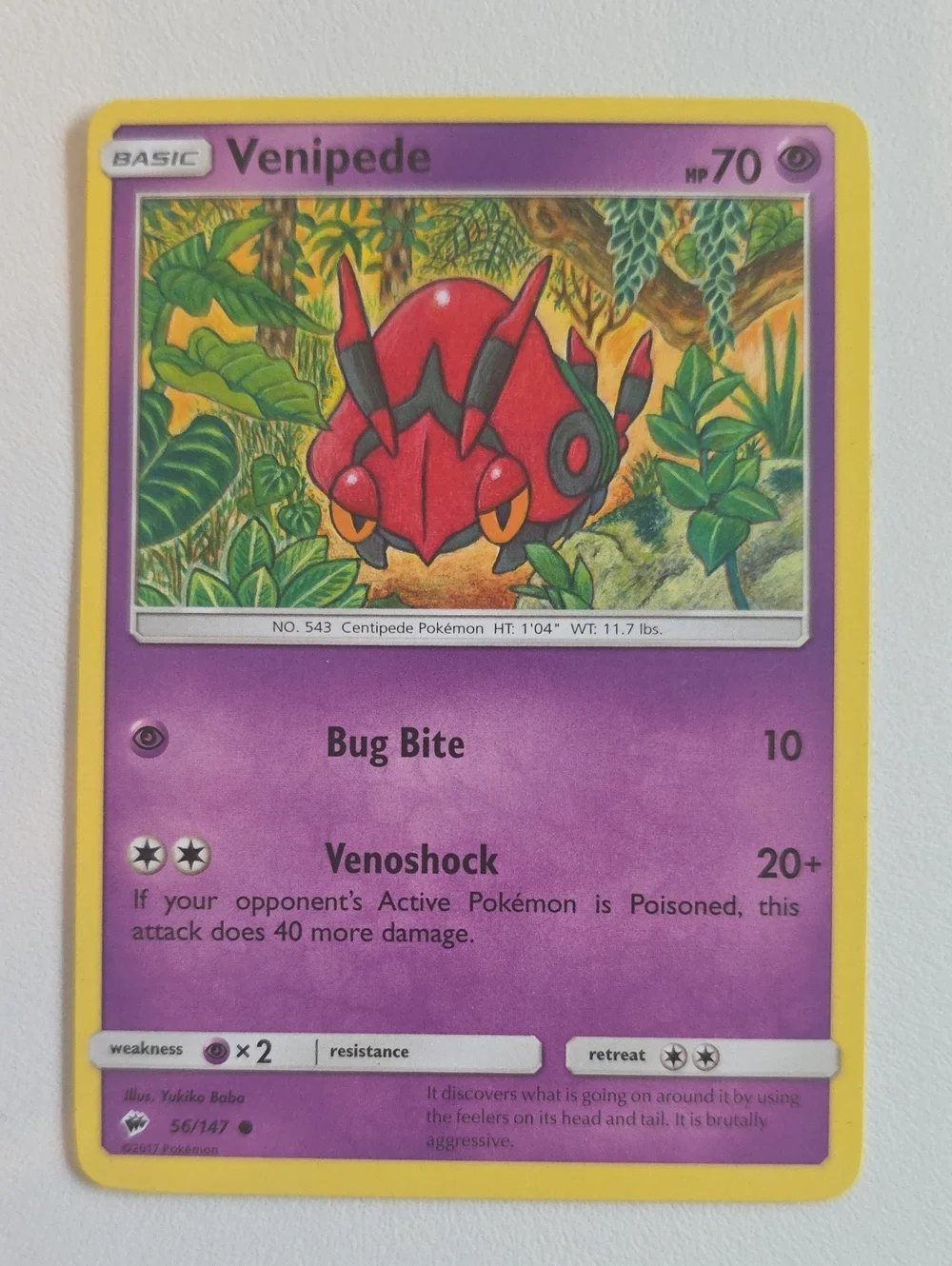 Pokemon Venipede And Whirlipede Card
